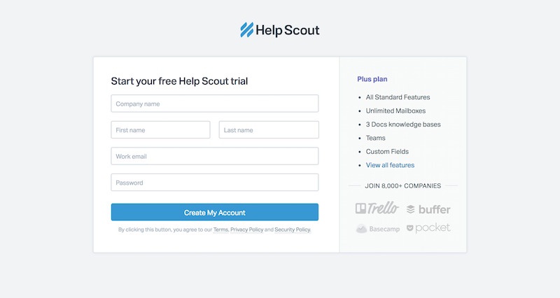 Helpscout - Signup Exemple
