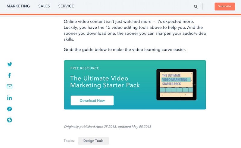 Hubspot - CTA fin d'article Exemple
