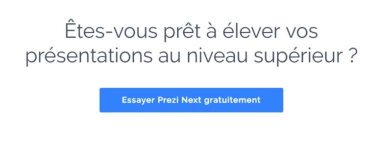 Prezi - CTA Couleur et forme Exemple