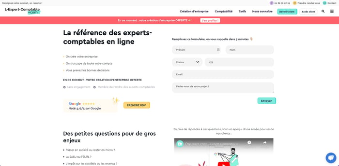 Capture d'écran du site L'expert Comptable