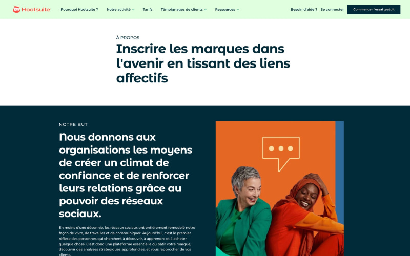 Hootsuite - Aperçu page Qui sommes-nous ?