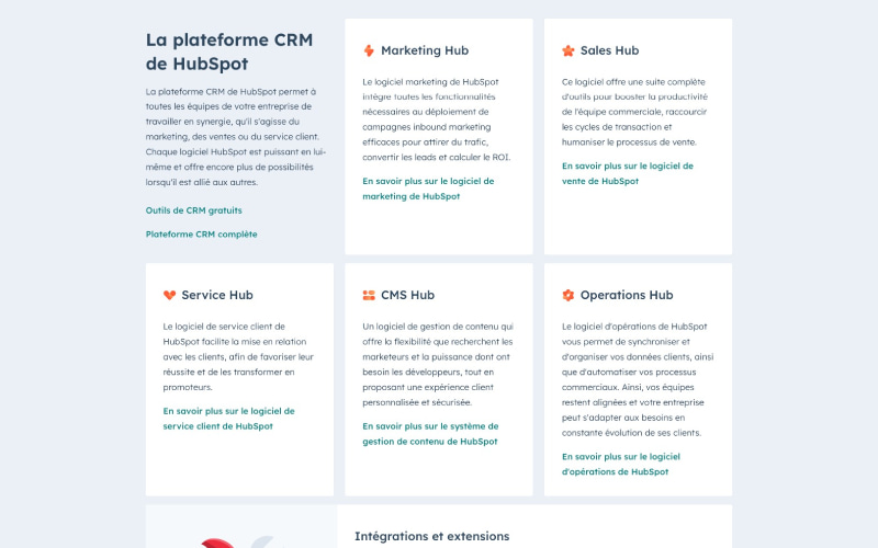 Hubspot - Aperçu section services page Qui sommes-nous