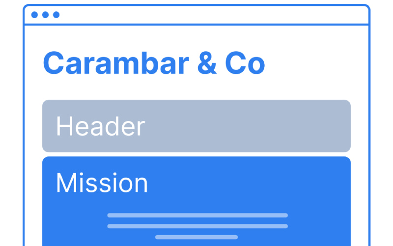 Carambar & Co - Aperçu wireframe qui sommes-nous