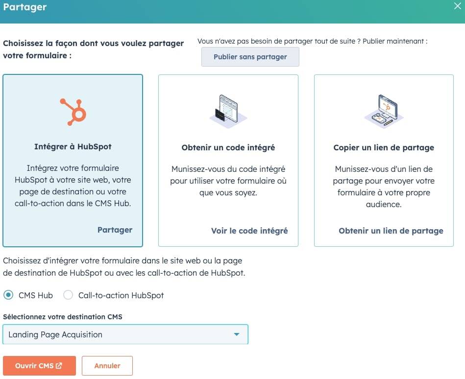 hubspot-formulaire-publier-site-code