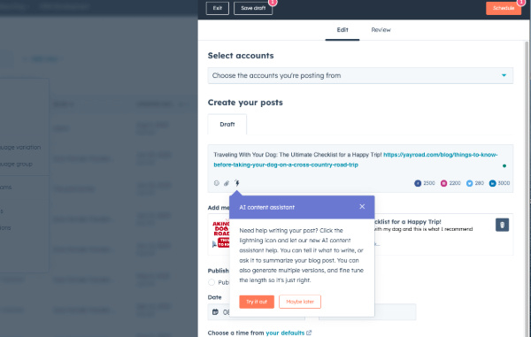 hubspot-ia-assistant-contenu-reseaux-sociaux
