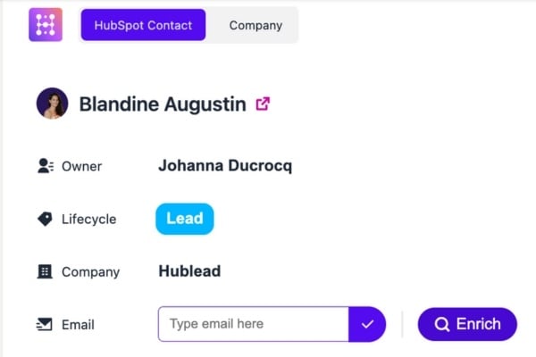 hubspot-hublead-enrichissement-email-telephone-contact