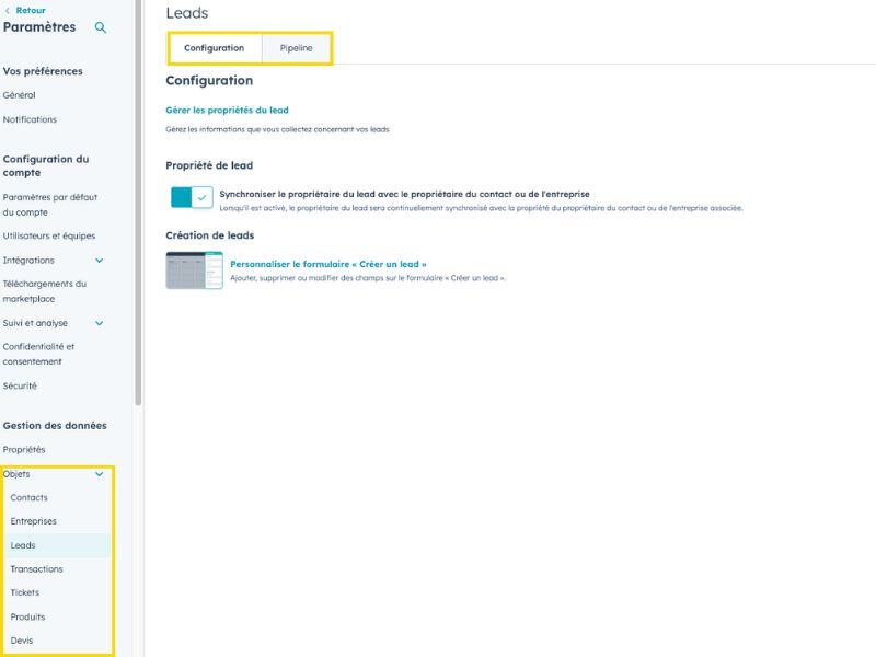 audit-portail-hubspot-sales-leads-parametrage