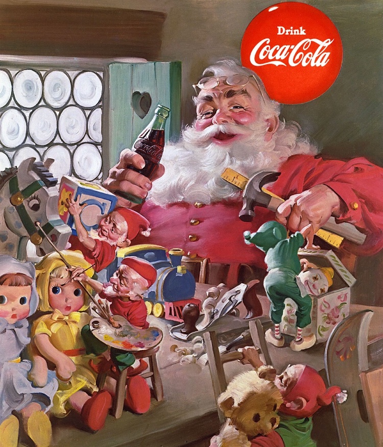 Affiche publicitaire pour Coca-Cola avec le Père Noël