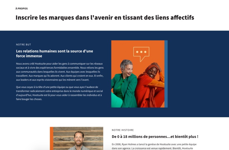 Capture de la Page qui sommes nous du site Hootsuite