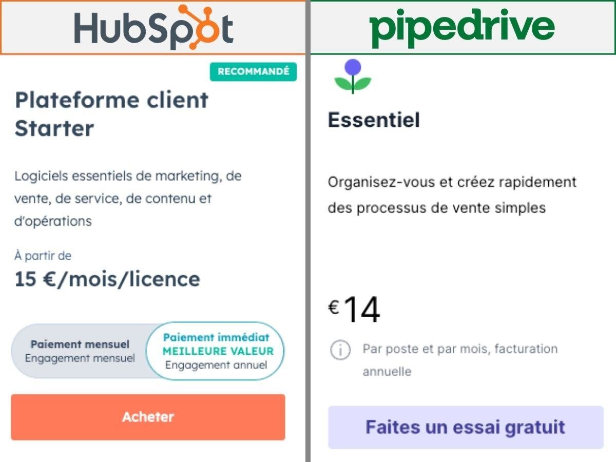 hubspot-vs-pipedrive-tarifs
