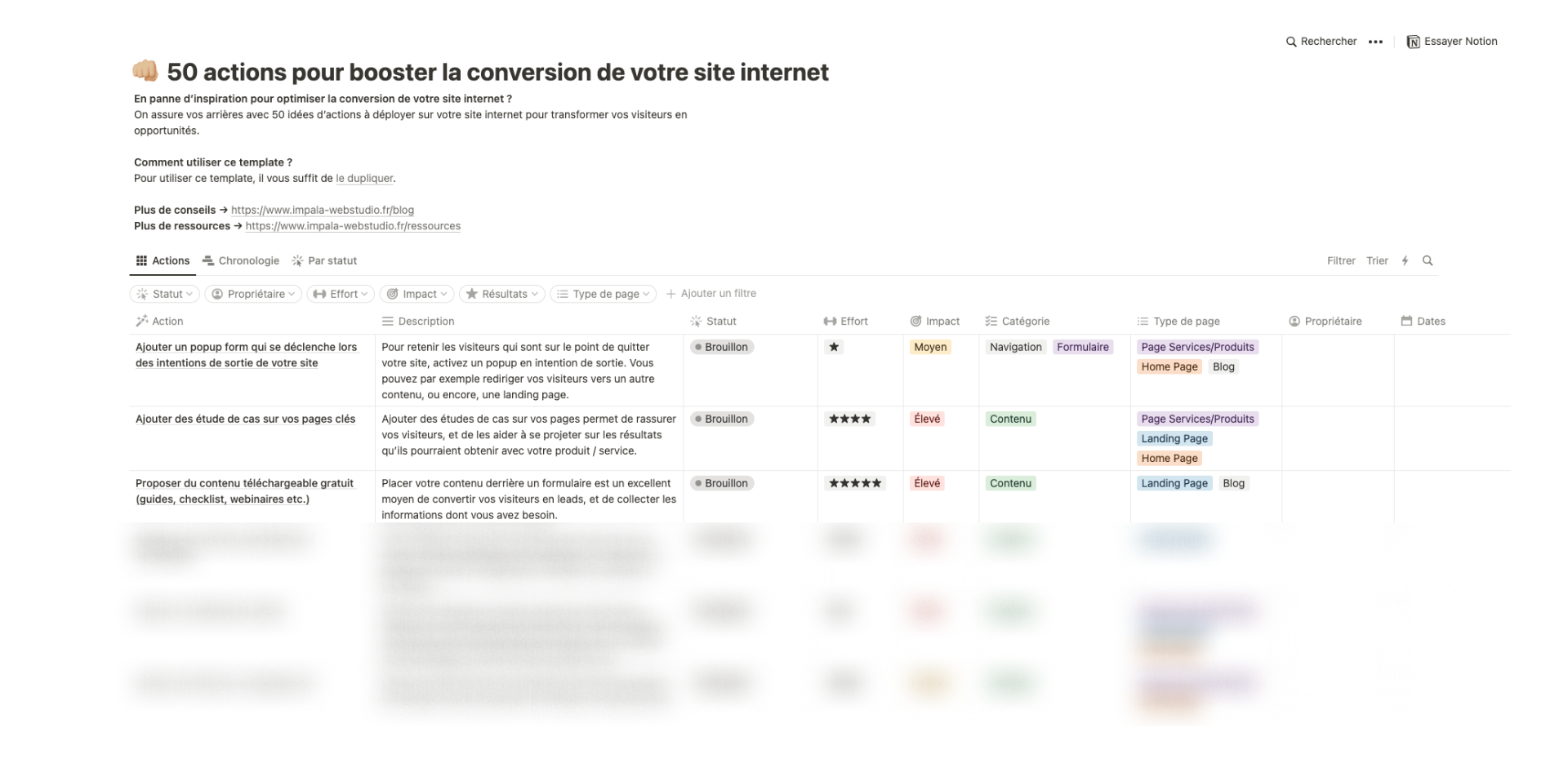 Template Notion - Aperçu ressource