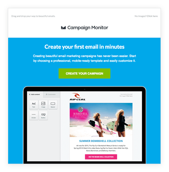 Email de Quick Win du site Campaign Monitor